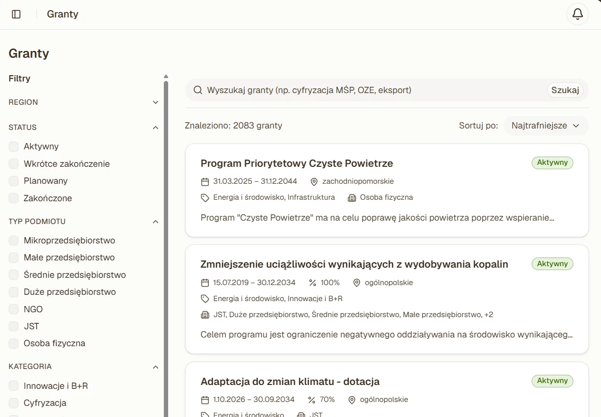 Baza grantów